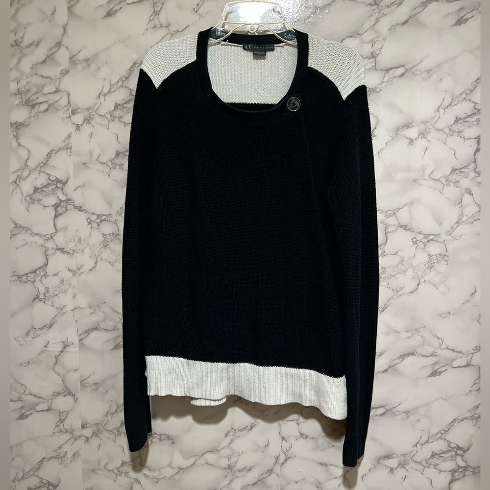 Armani Exchange Black/White Overlap Sweater